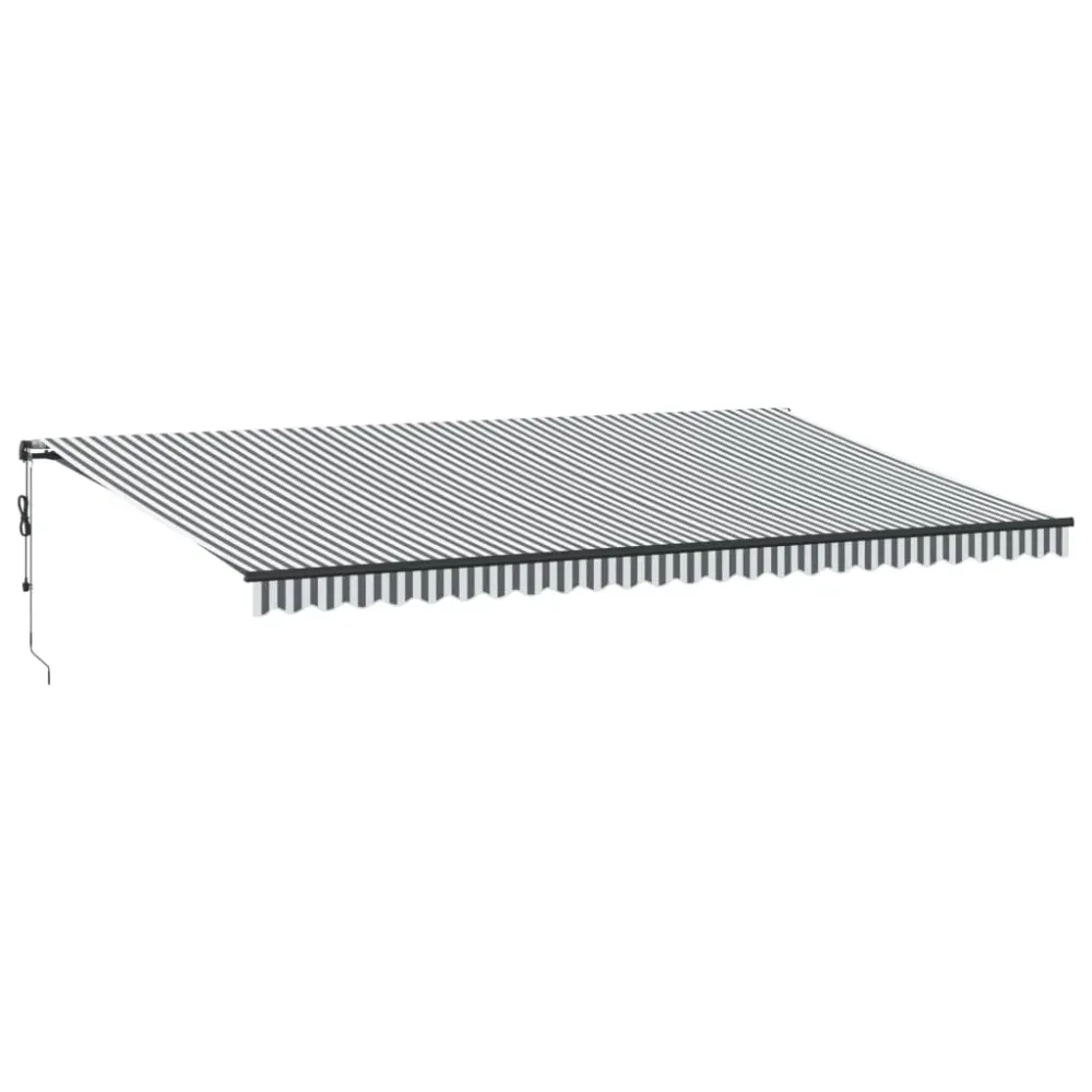 Copertină retractabilă automat, antracit/alb, 600x350 cm