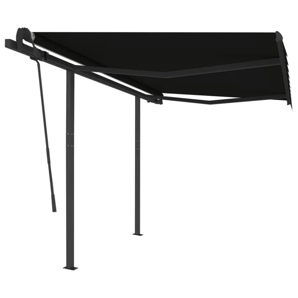 Copertină retractabilă automat cu stâlpi, antracit, 3x2,5 m