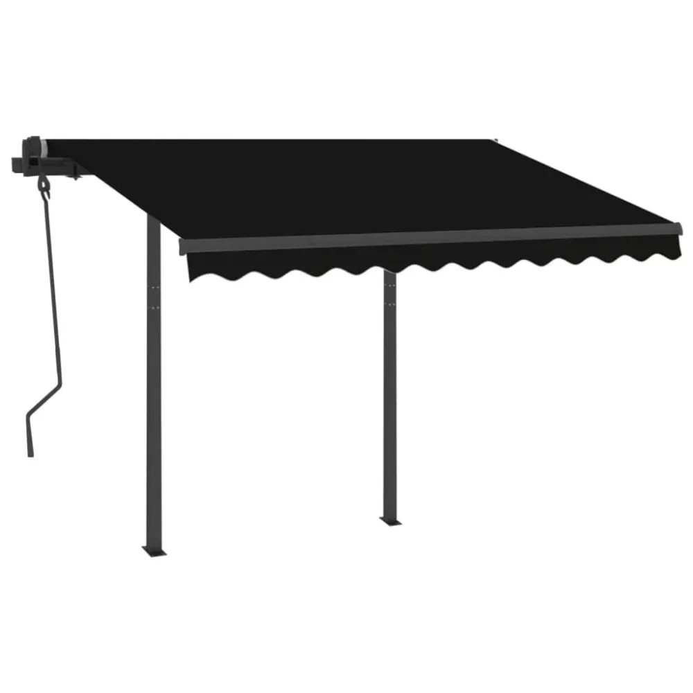 Copertină retractabilă automat cu stâlpi, antracit, 3x2,5 m