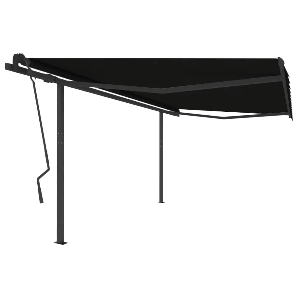 Copertină retractabilă automat, cu stâlpi, antracit, 4,5x3,5 m