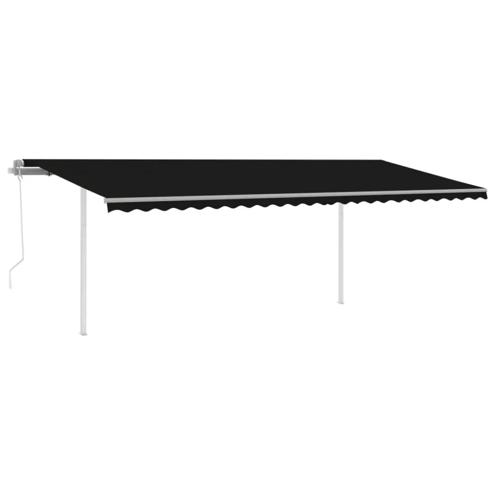 Copertină retractabilă automat, cu stâlpi, antracit, 6x3 m
