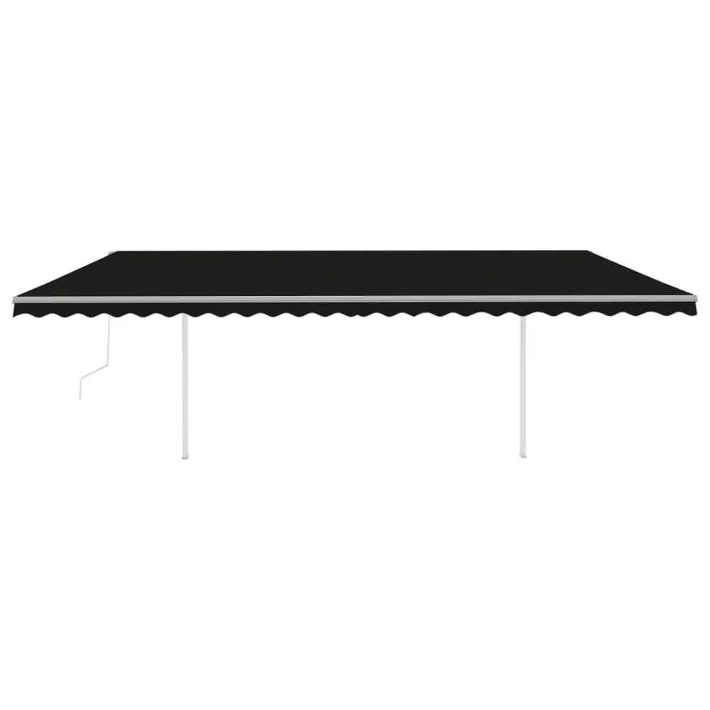 Copertină retractabilă automat, cu stâlpi, antracit, 6x3 m