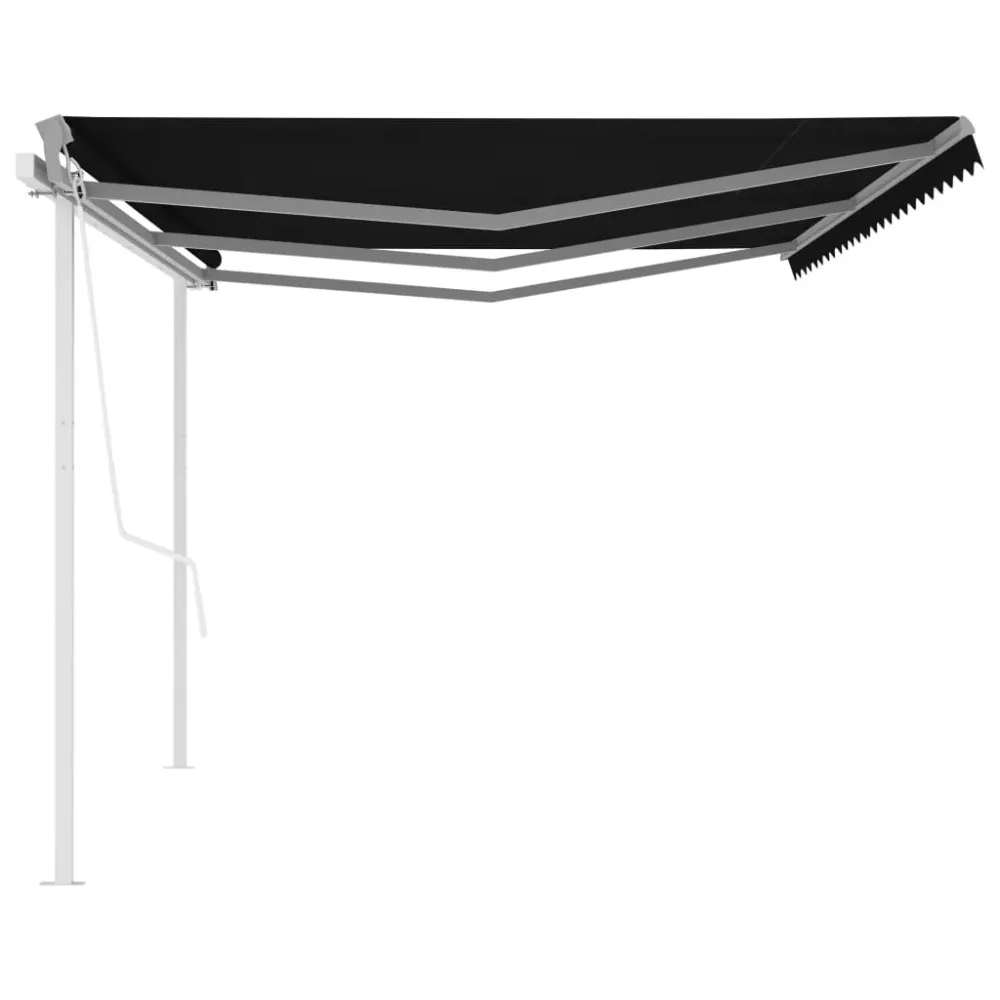 Copertină retractabilă automat, cu stâlpi, antracit, 6x3 m