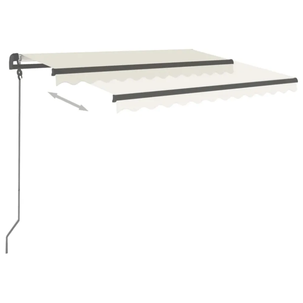 Copertină retractabilă automat cu stâlpi, crem, 3,5x2,5 m