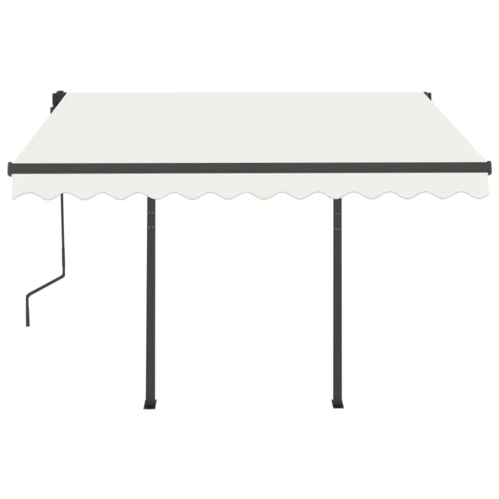 Copertină retractabilă automat cu stâlpi, crem, 3,5x2,5 m