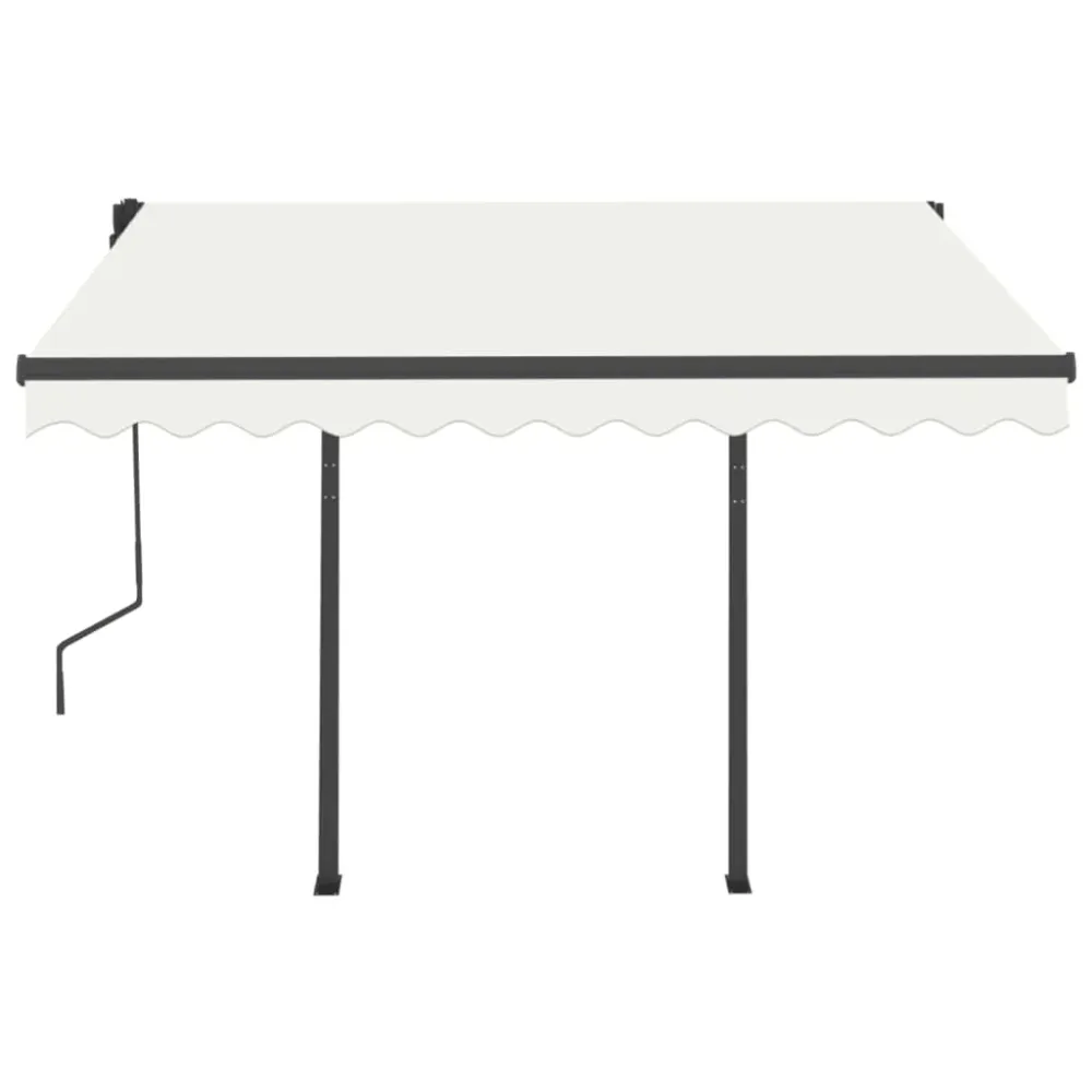 Copertină retractabilă automat cu stâlpi, crem, 3x2,5 m