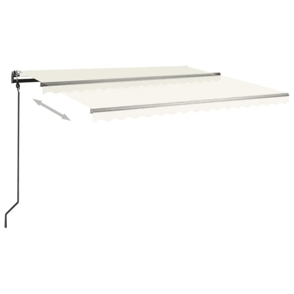 Copertină retractabilă automat, cu stâlpi, crem, 4x3 m