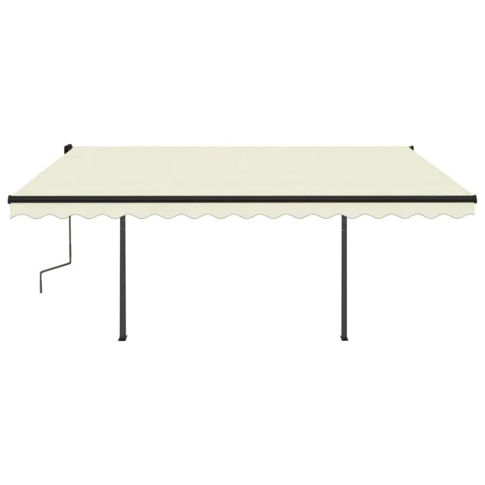 Copertină retractabilă automat, cu stâlpi, crem, 4x3 m