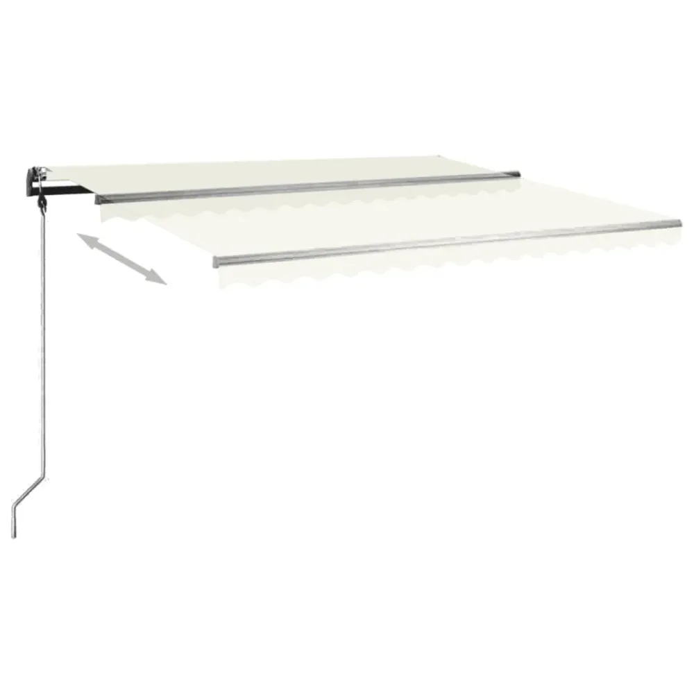 Copertină retractabilă automat, cu stâlpi, crem, 4x3,5 m