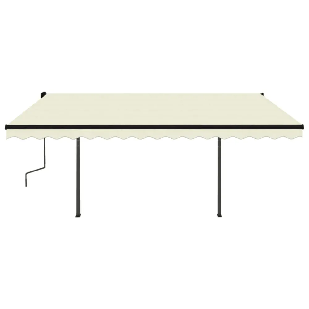 Copertină retractabilă automat, cu stâlpi, crem, 4x3,5 m
