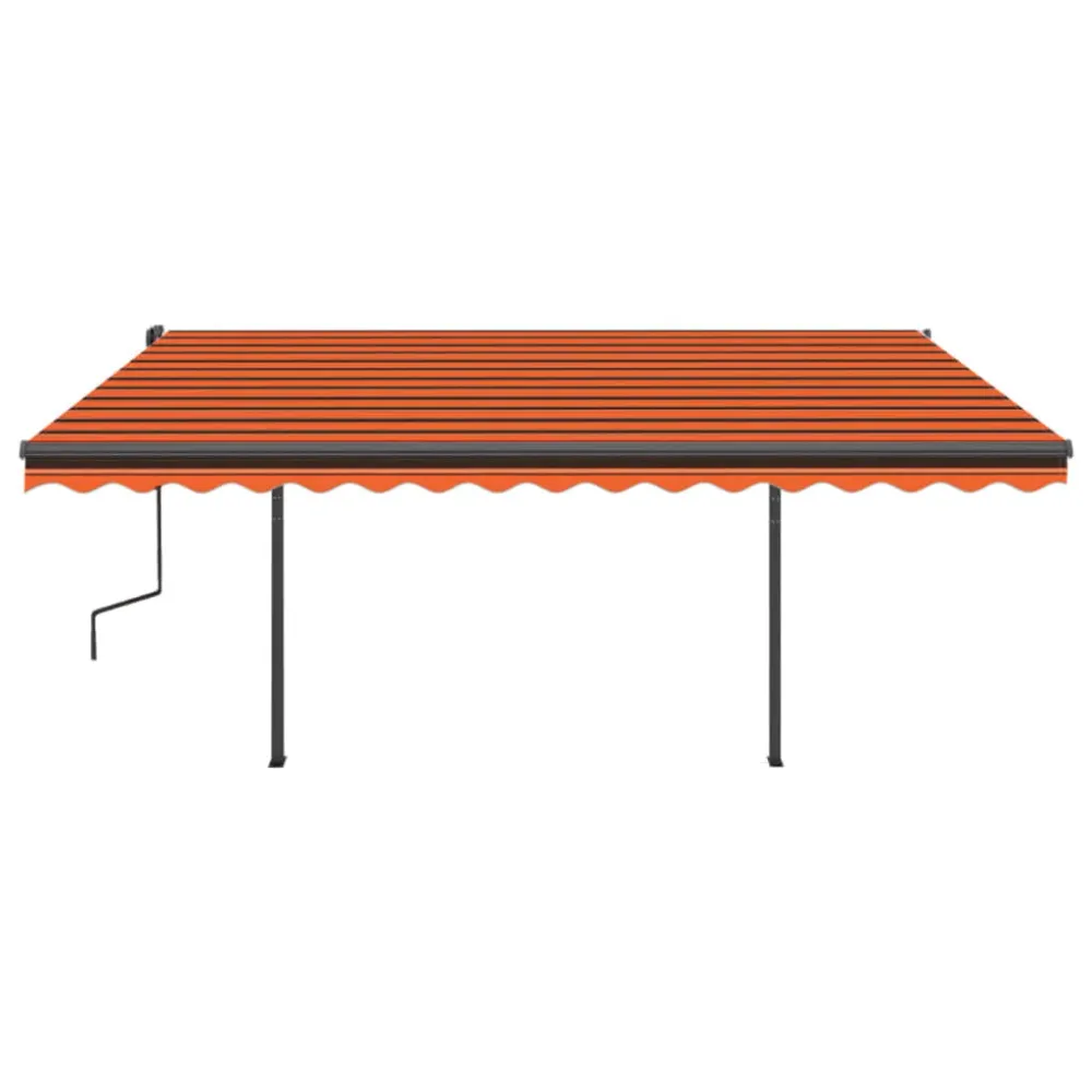 Copertină retractabilă automat, stâlpi, portocaliu&maro 4x3,5 m