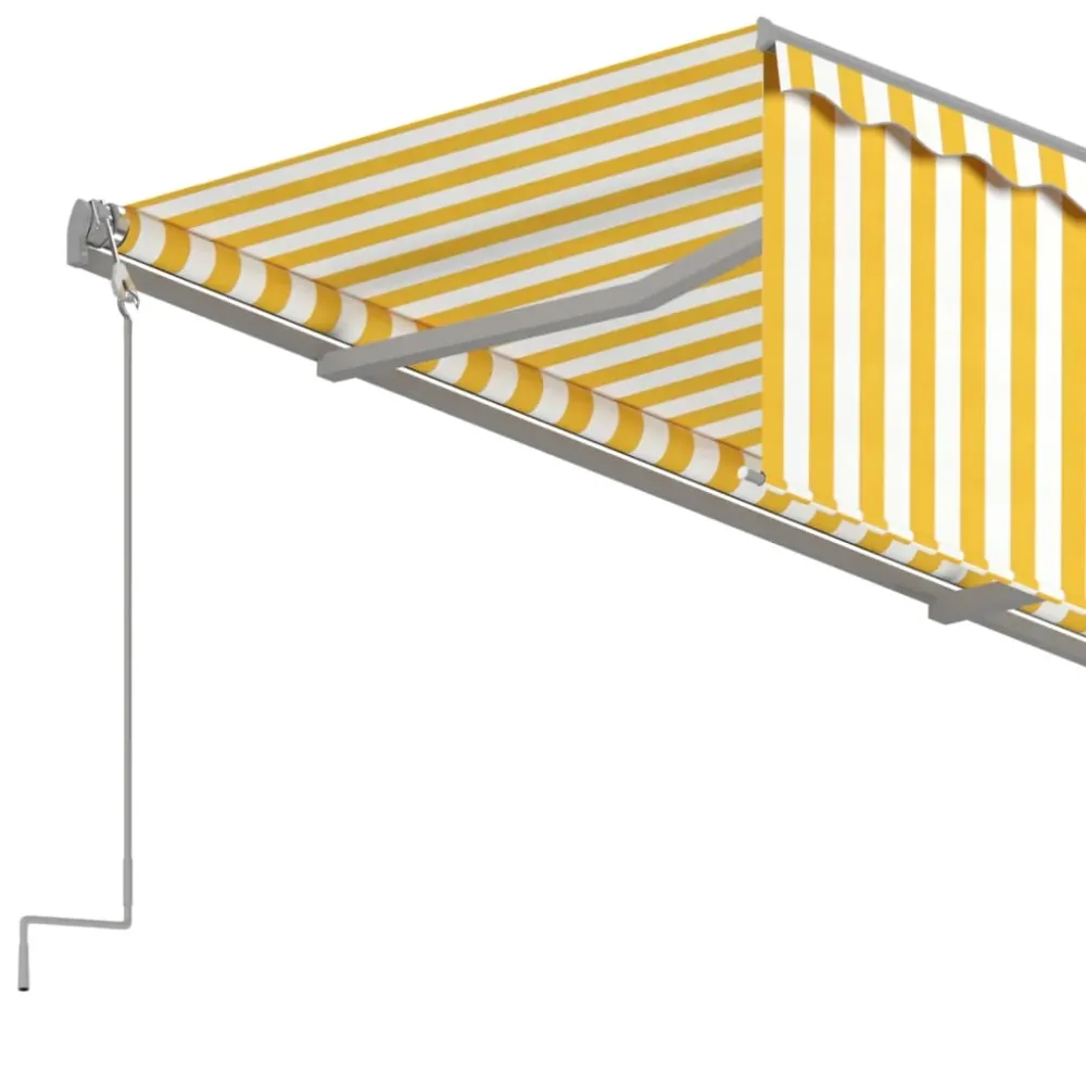 Copertină retractabilă automat cu stor, galben&alb, 4x3 m