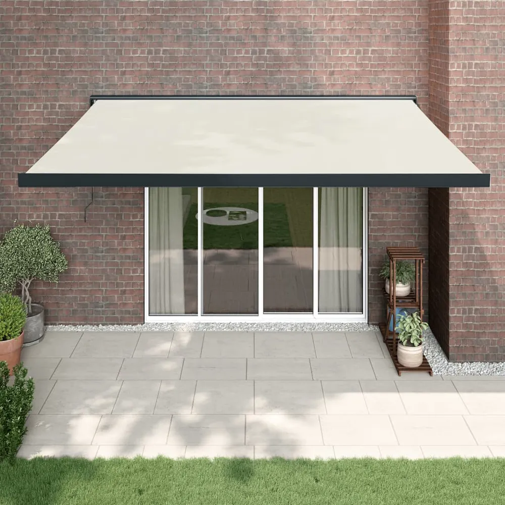 Copertină retractabilă, crem, 4,5x3 m, textil și aluminiu