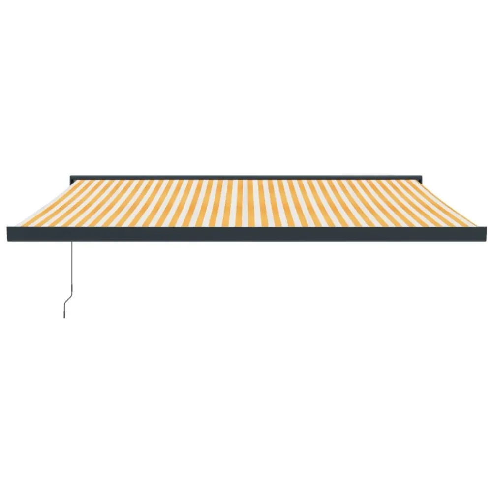 Copertină retractabilă galben și alb, 4x3 m, textil și aluminiu