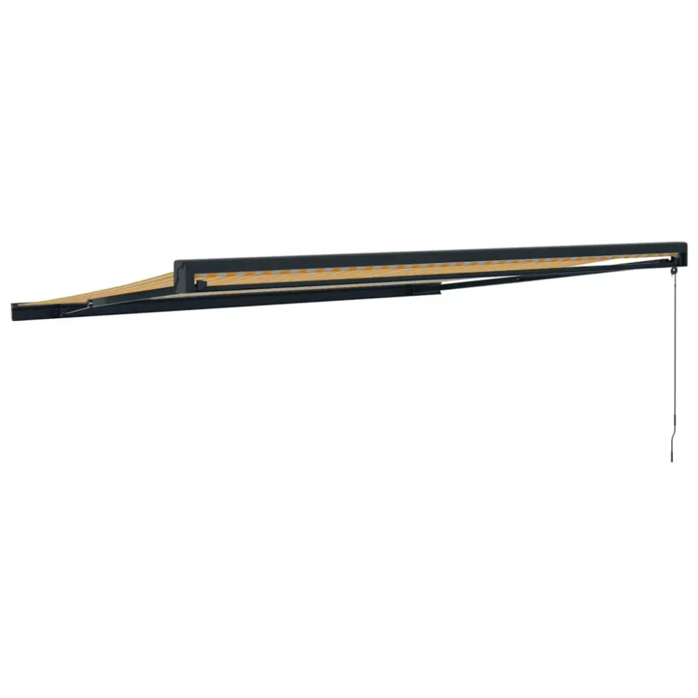 Copertină retractabilă galben și alb, 4x3 m, textil și aluminiu