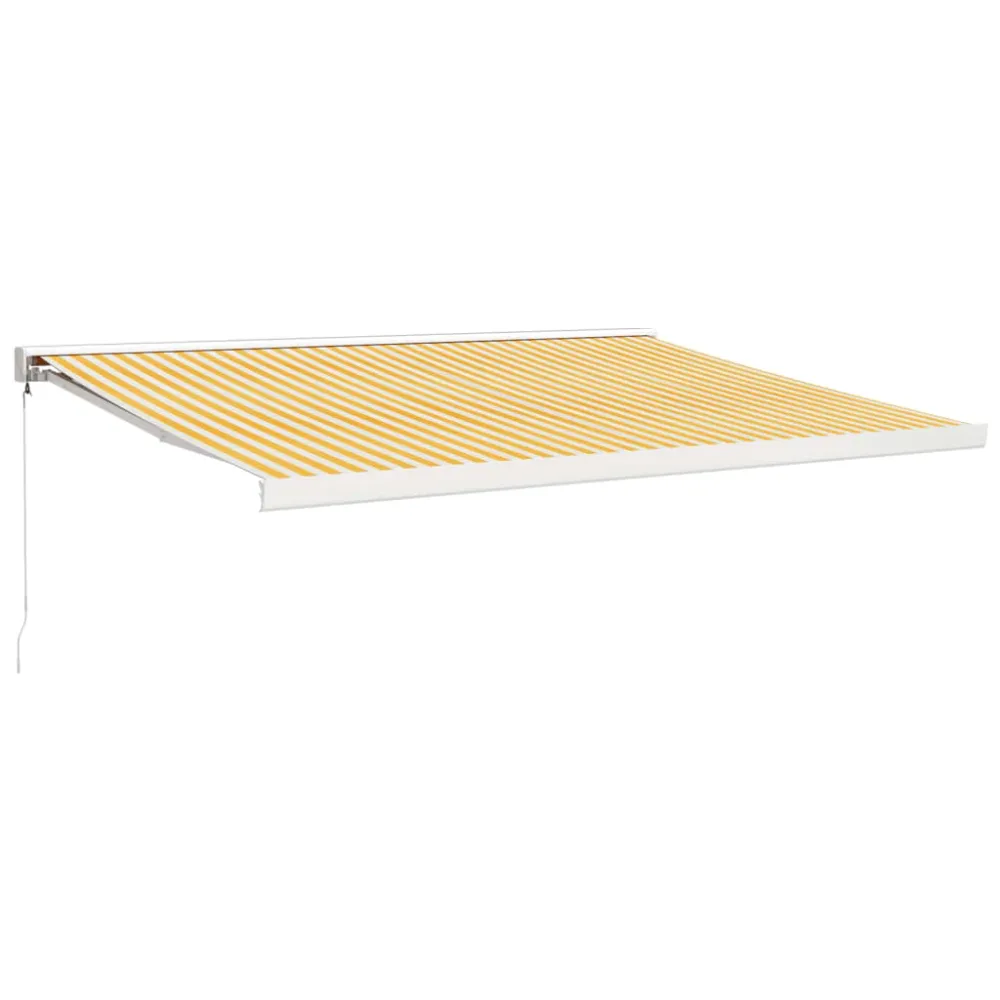 Copertină retractabilă galben și alb, 4x3 m, textil și aluminiu