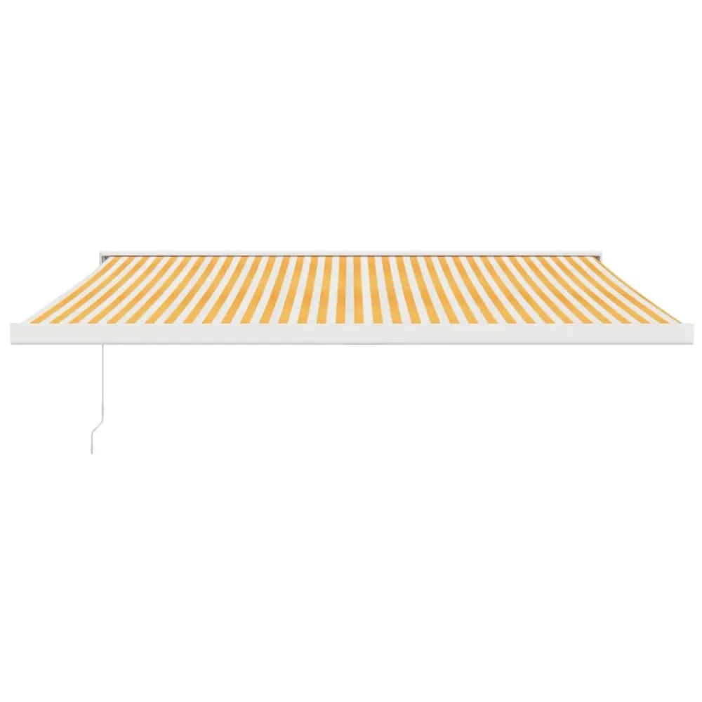 Copertină retractabilă galben și alb, 4x3 m, textil și aluminiu