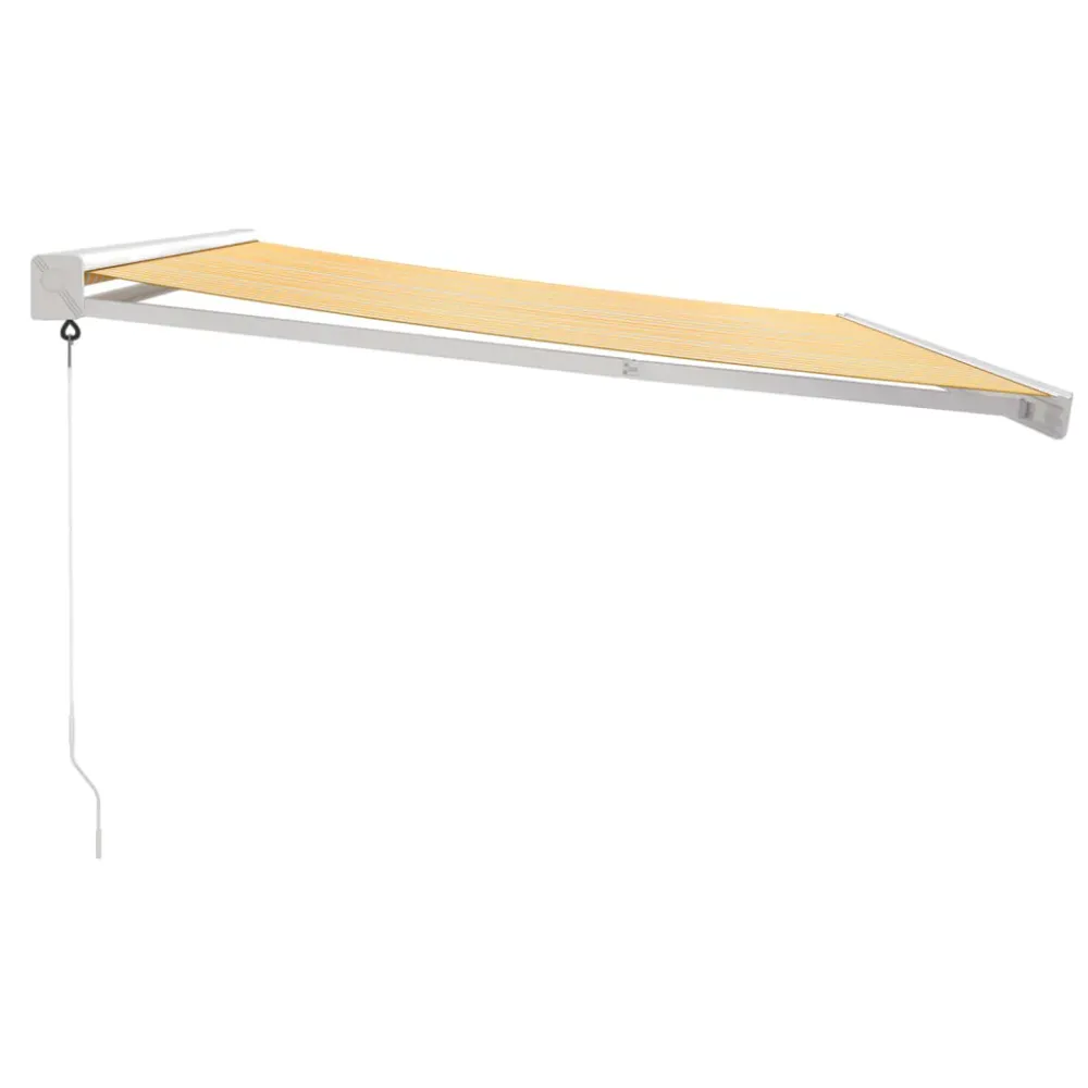 Copertină retractabilă galben și alb, 4x3 m, textil și aluminiu