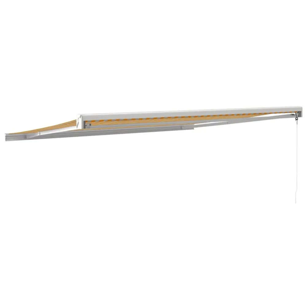 Copertină retractabilă galben și alb, 4x3 m, textil și aluminiu