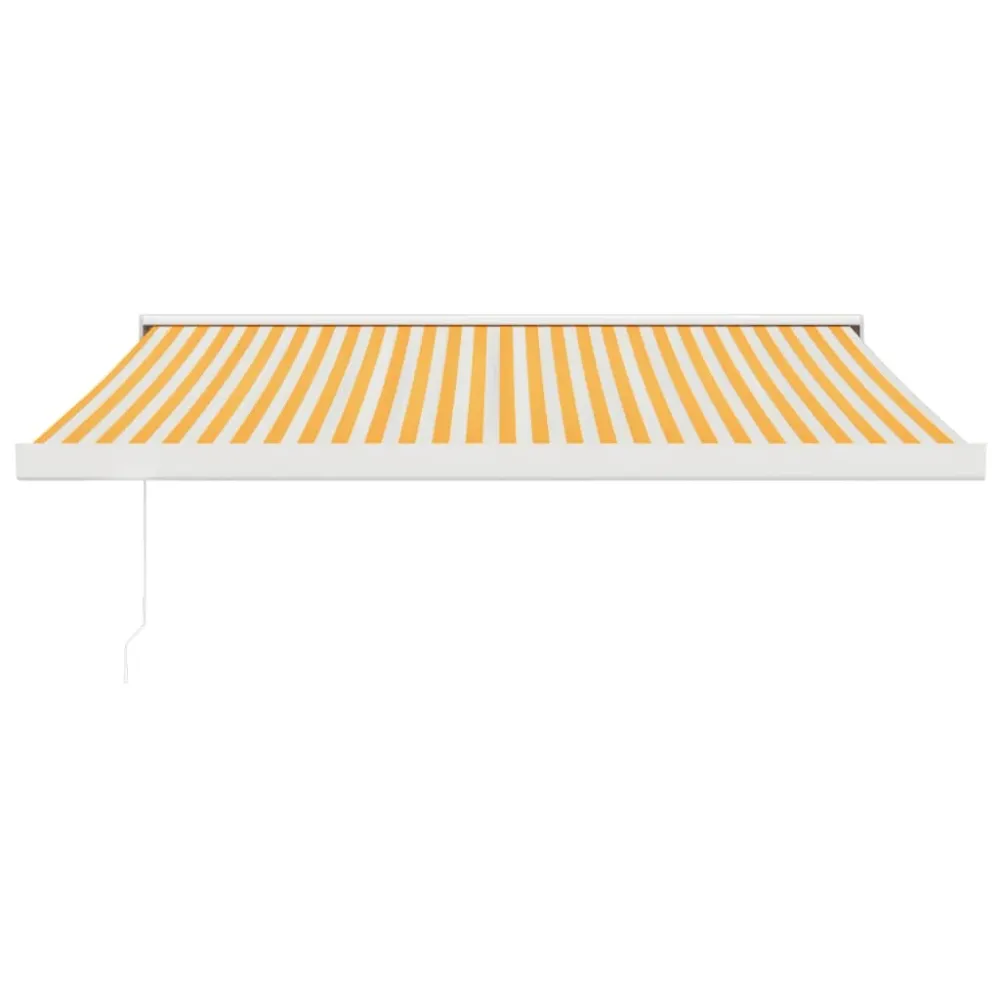 Copertină retractabilă, galben/alb, 3x2,5 m, textil/aluminiu