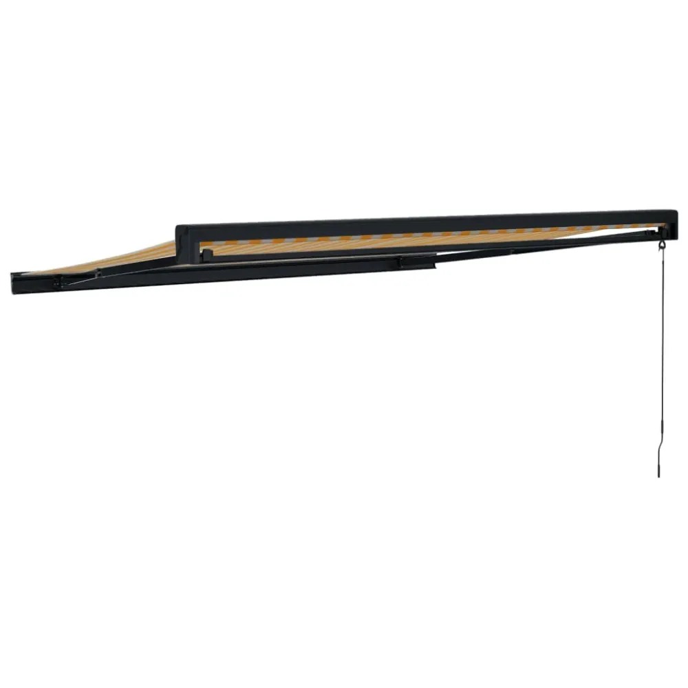 Copertină retractabilă, galben/alb, 3x2,5 m, textil/aluminiu