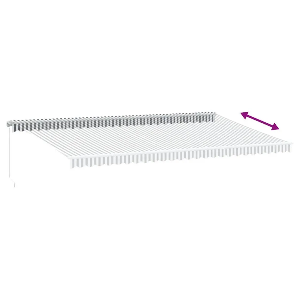 Copertină retractabilă manual, antracit/alb, 600x300 cm