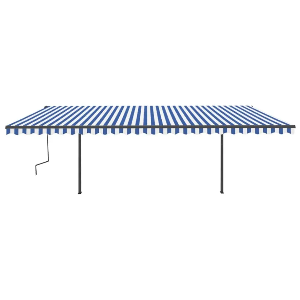 Copertină retractabilă manual cu LED, albastru & alb, 6x3 m