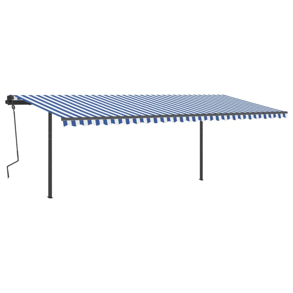 Copertină retractabilă manual cu LED, albastru & alb, 6x3 m