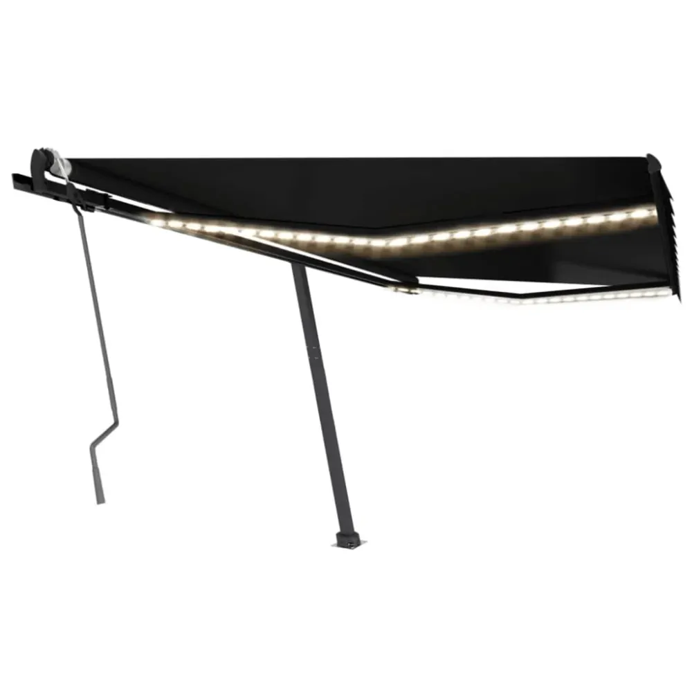 Copertină retractabilă manual cu LED, antracit, 450x300 cm