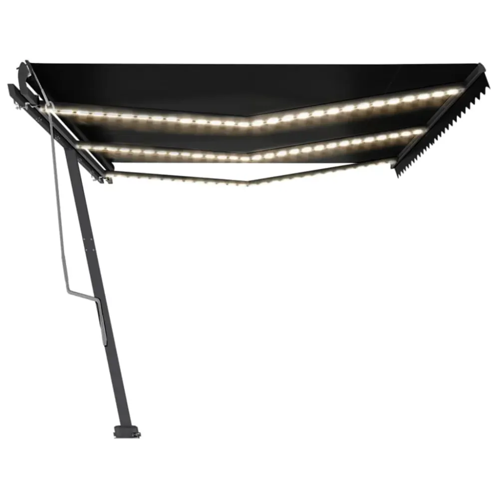 Copertină retractabilă manual cu LED, antracit, 600x300 cm