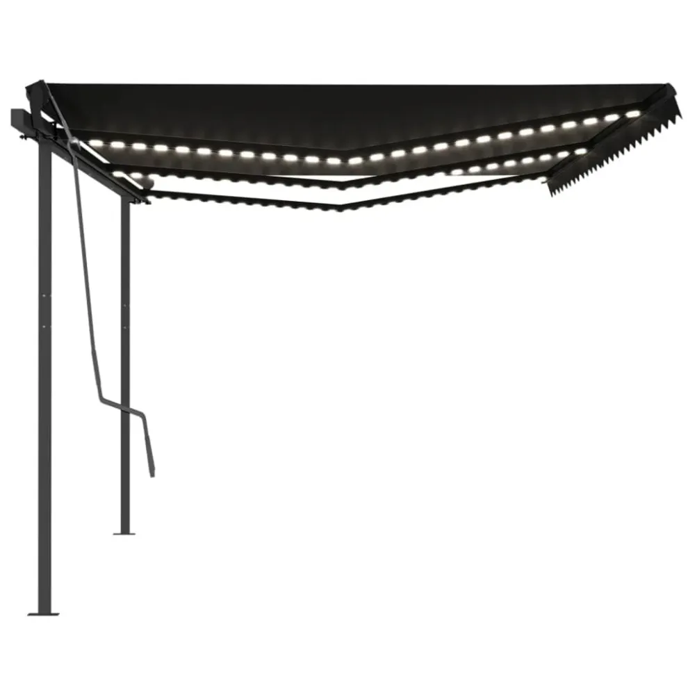 Copertină retractabilă manual cu LED, antracit, 6x3 m