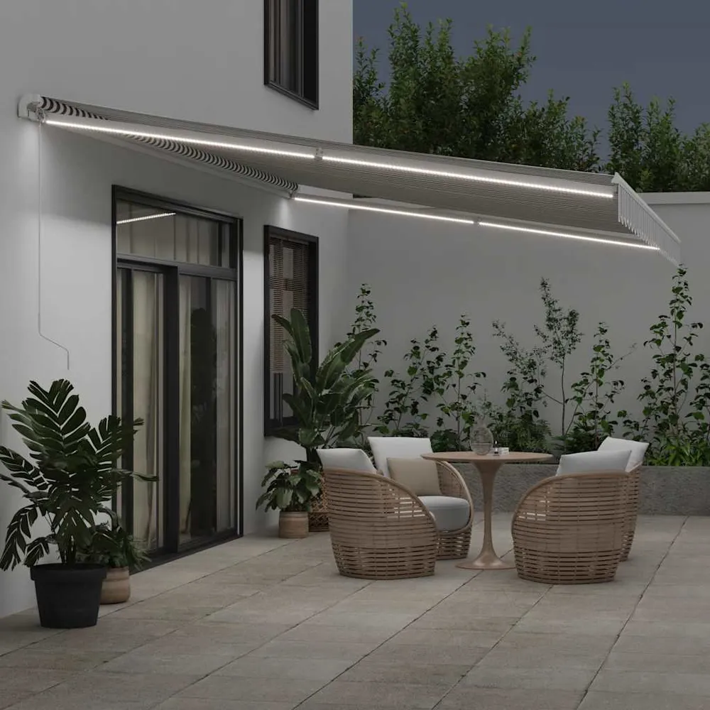 Copertină retractabilă manual cu LED, antracit/alb, 600x300 cm