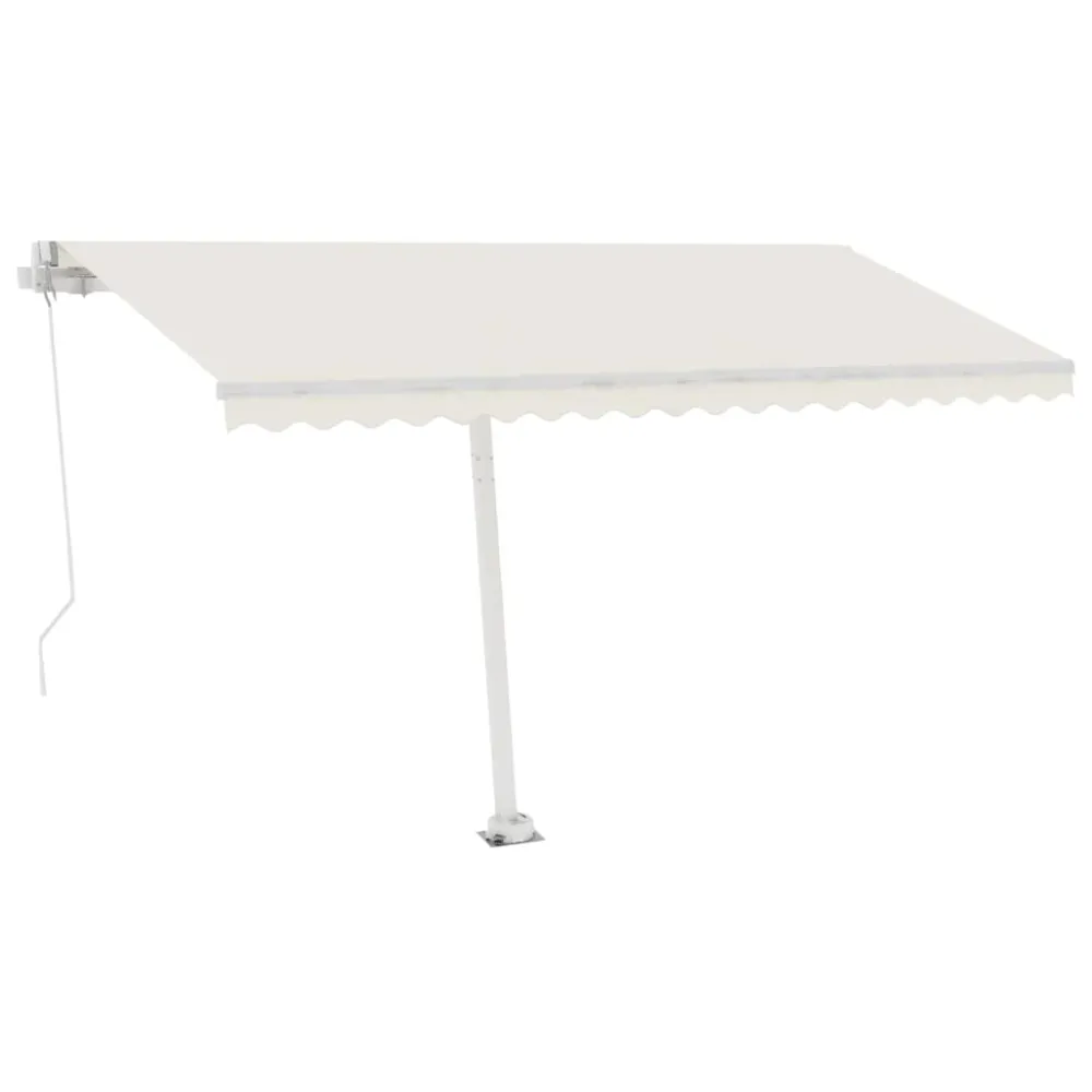 Copertină retractabilă manual cu LED, crem, 400x300 cm