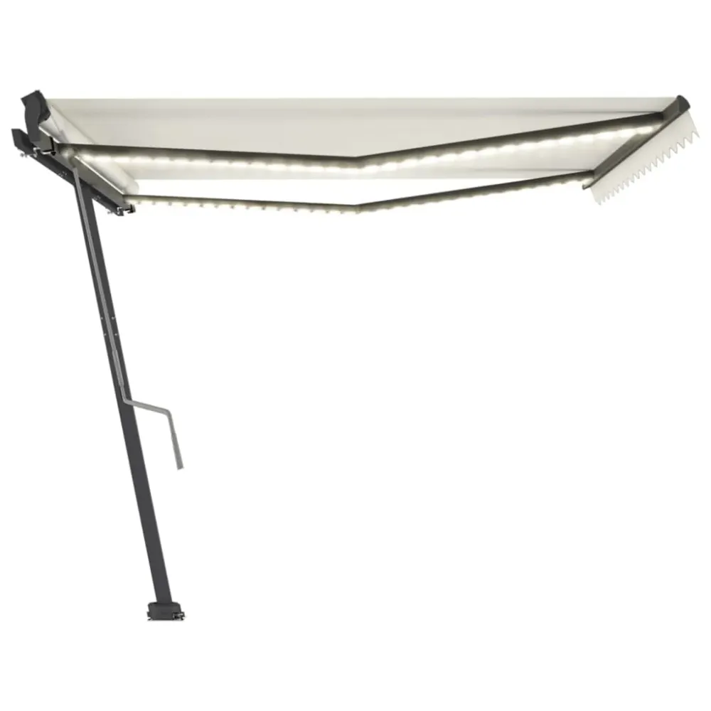Copertină retractabilă manual cu LED, crem, 400x300 cm