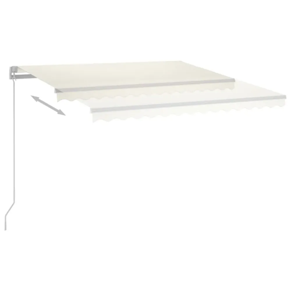 Copertină retractabilă manual cu LED, crem, 400x300 cm