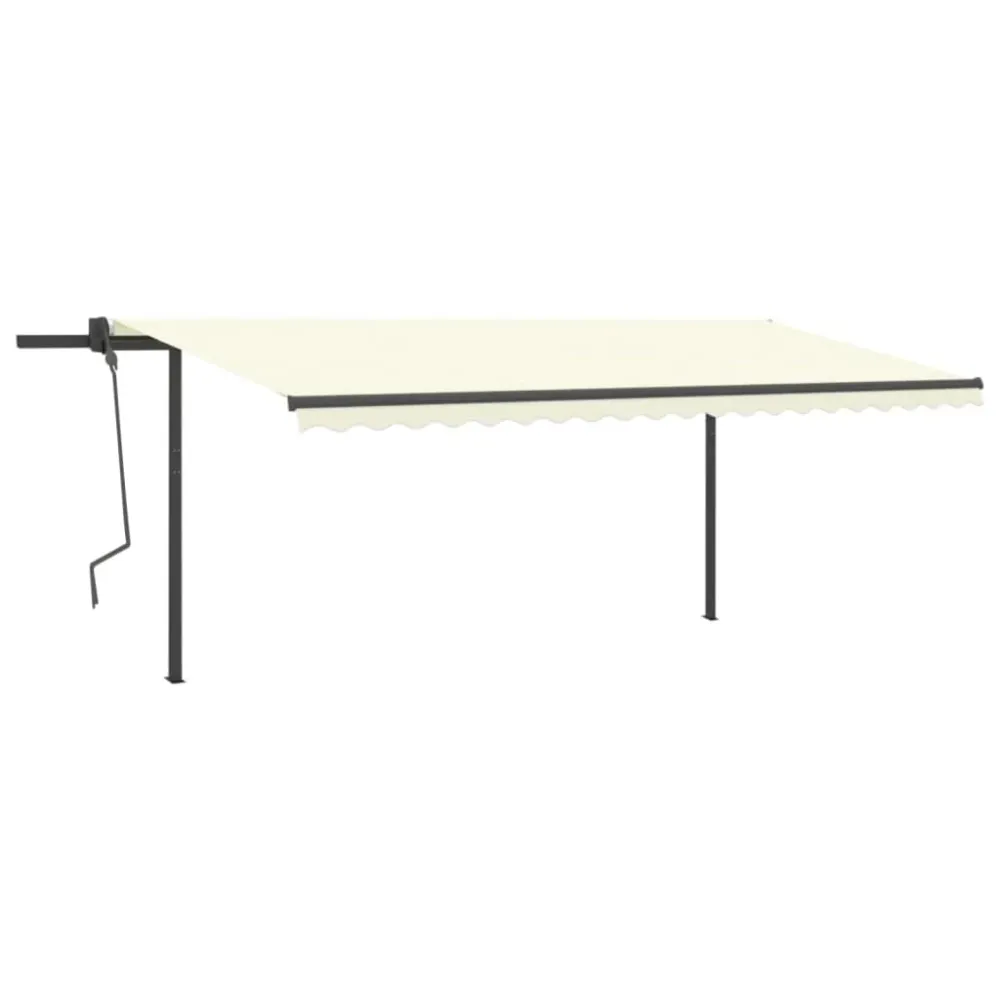 Copertină retractabilă manual, cu LED, crem, 5x3 m