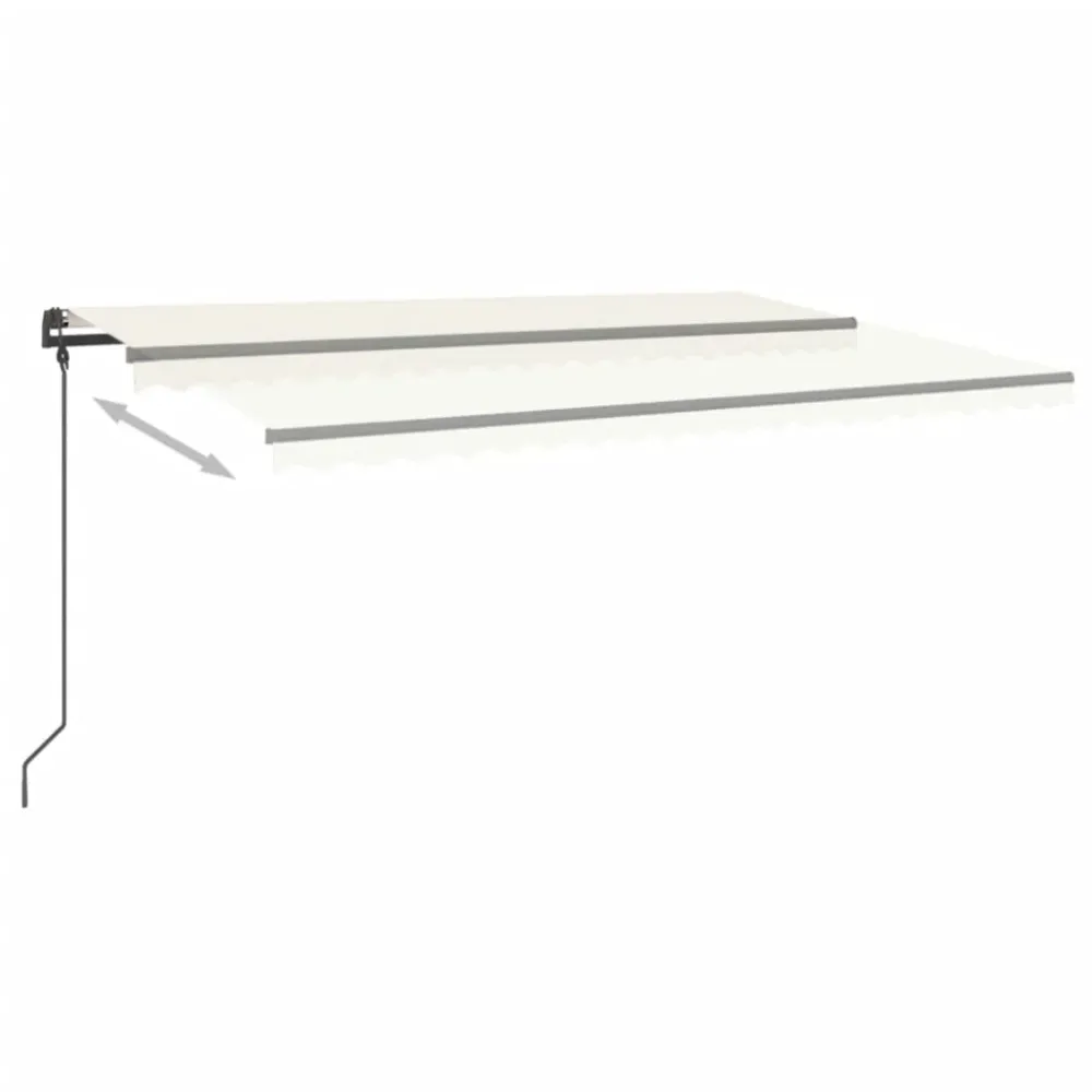 Copertină retractabilă manual, cu LED, crem, 5x3 m