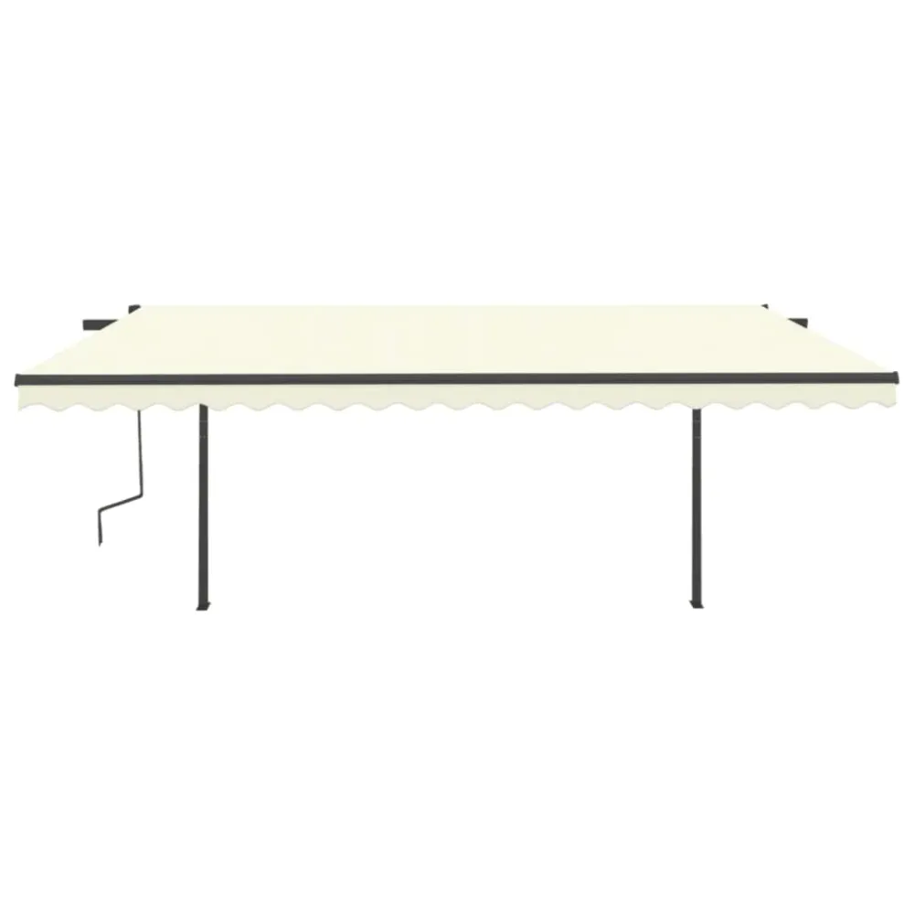 Copertină retractabilă manual, cu LED, crem, 5x3 m