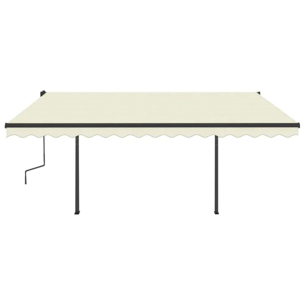 Copertină retractabilă manual, cu LED, crem, 5x3,5 m