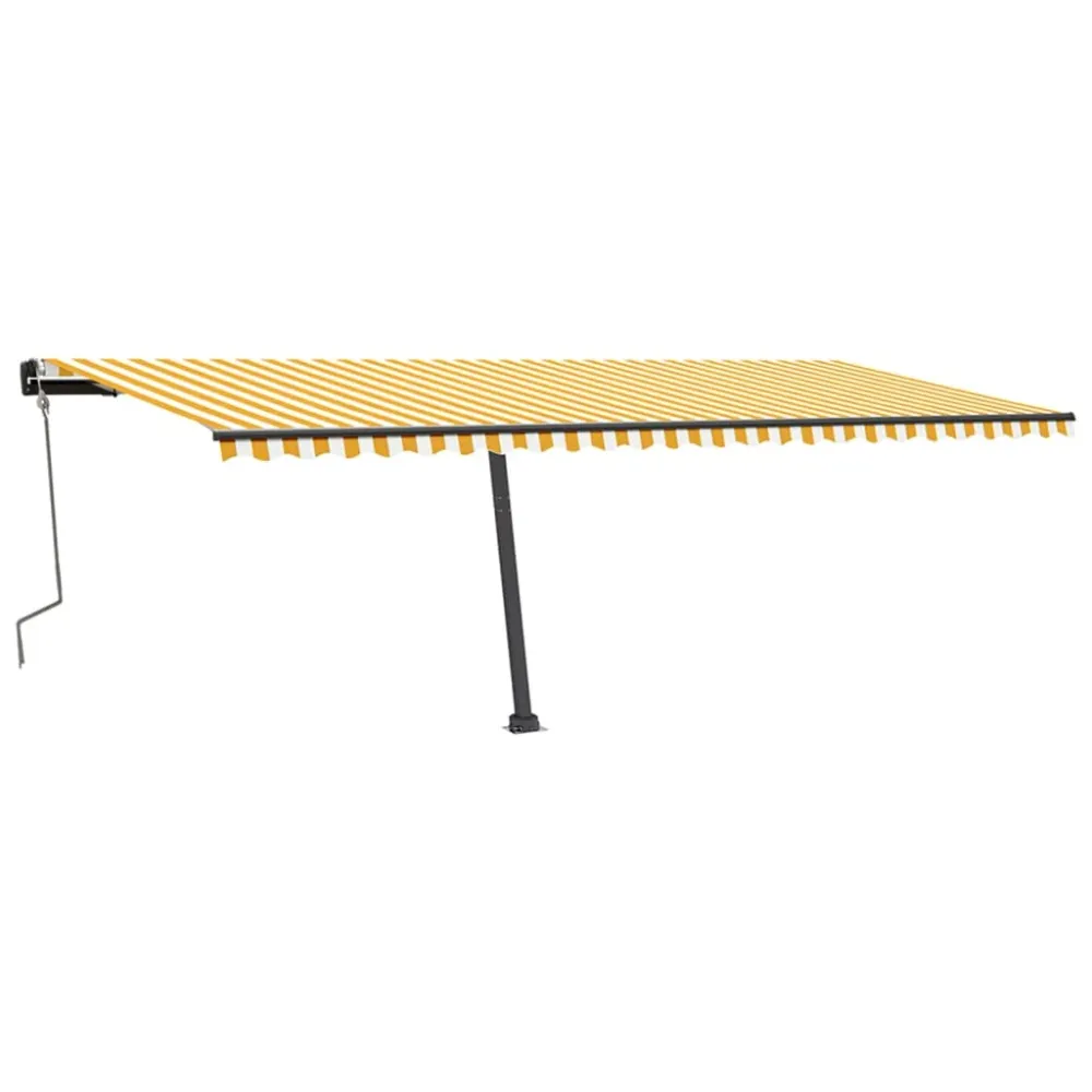 Copertină retractabilă manual cu LED, galben și alb, 600x350 cm