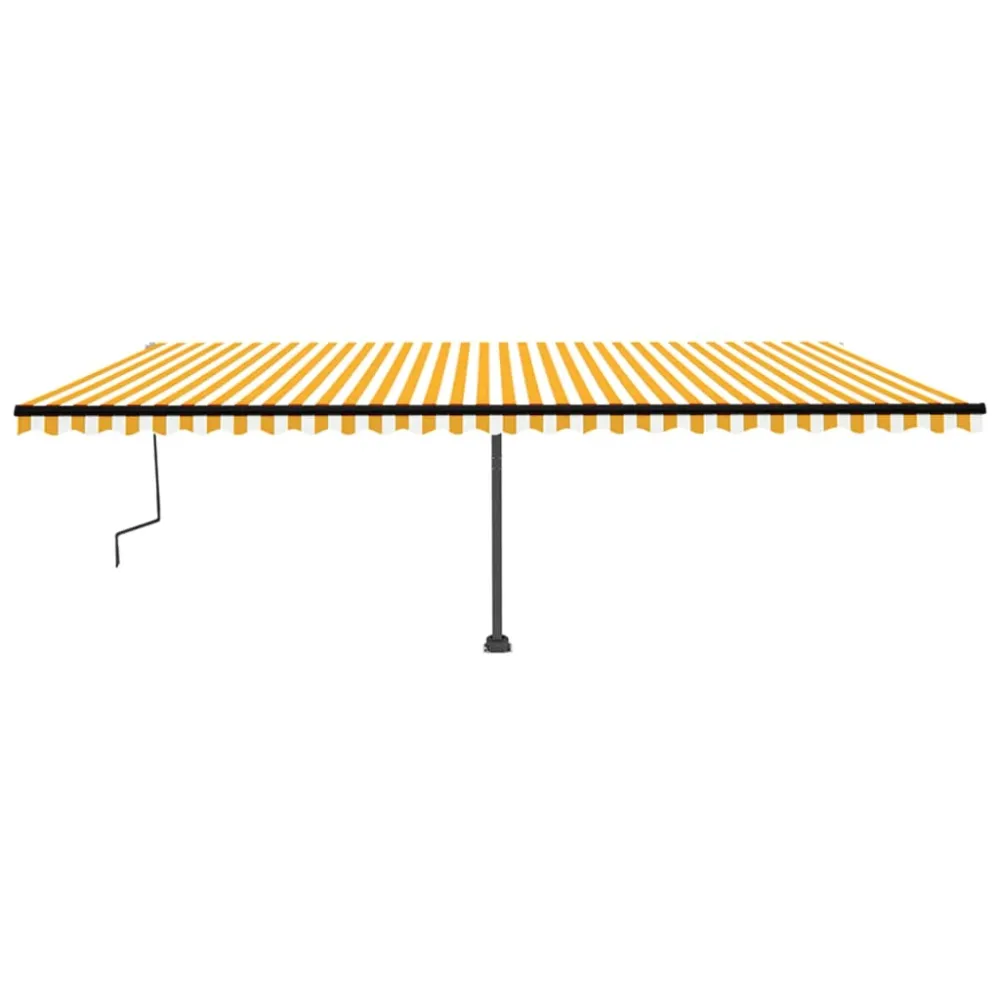 Copertină retractabilă manual cu LED, galben și alb, 600x350 cm