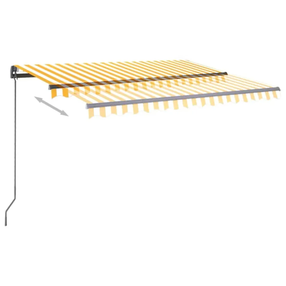 Copertină retractabilă manual cu LED, galben&alb, 3x2,5 m