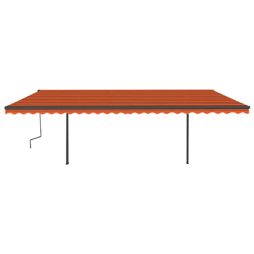 Copertină retractabilă manual cu LED, portocaliu&maro, 6x3 m