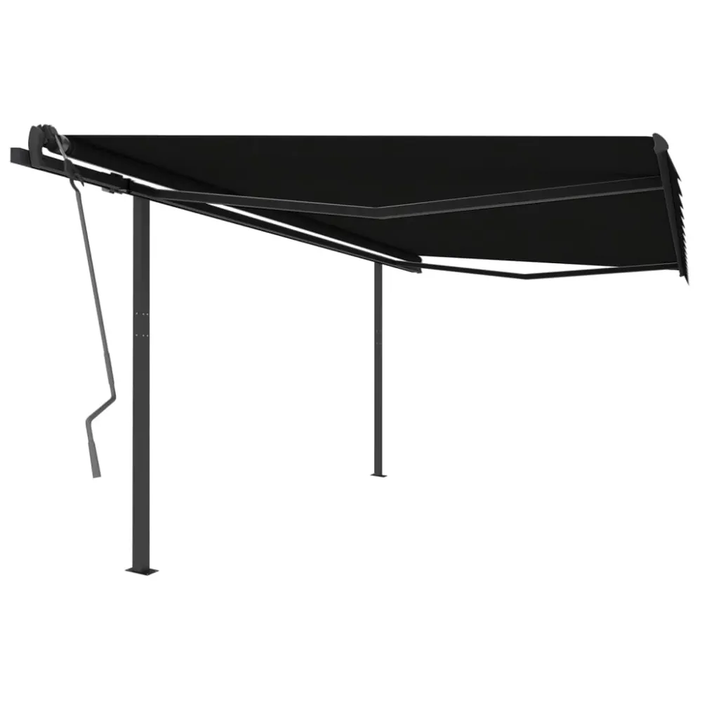 Copertină retractabilă manual, cu stâlpi, antracit, 4x3 m