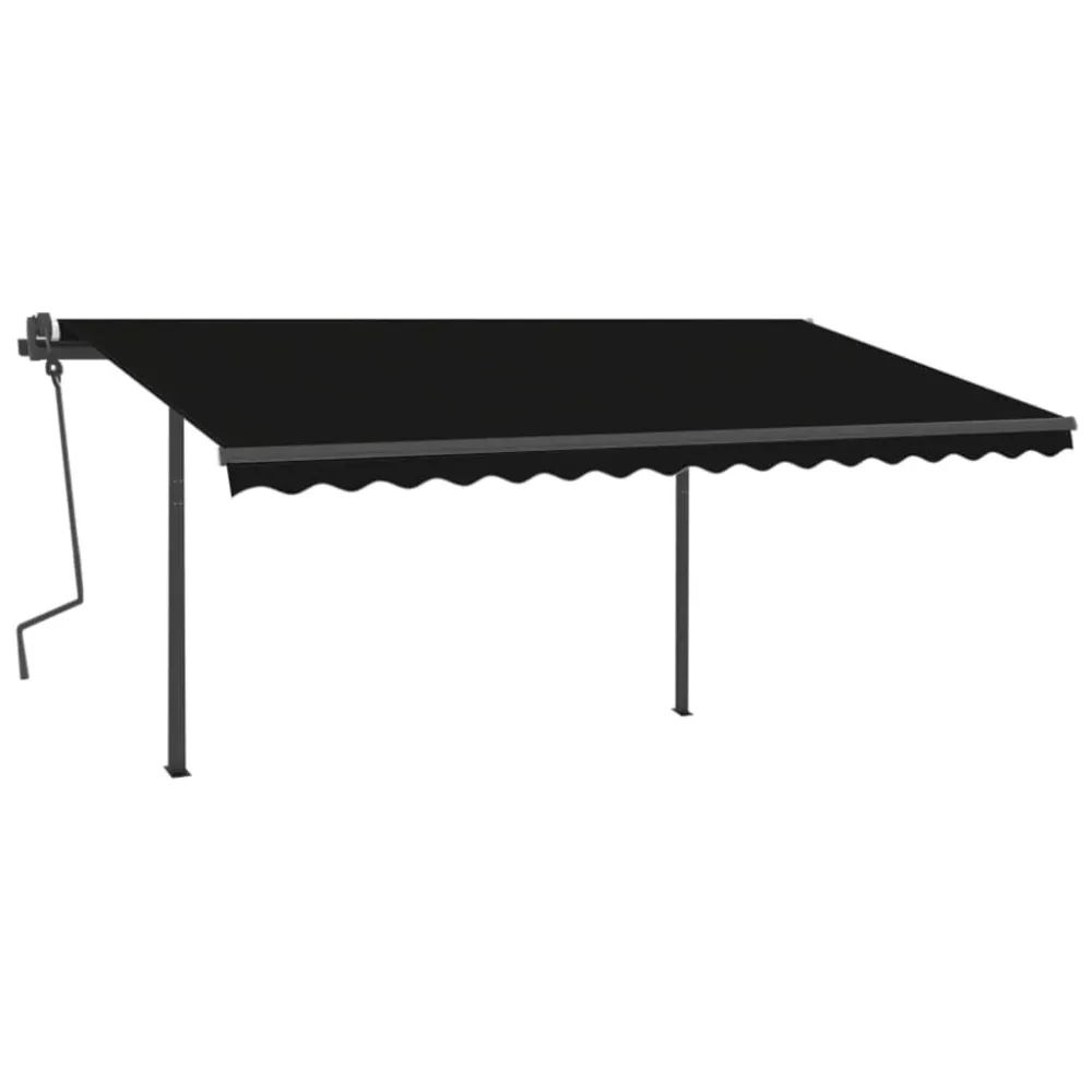 Copertină retractabilă manual, cu stâlpi, antracit, 4x3 m