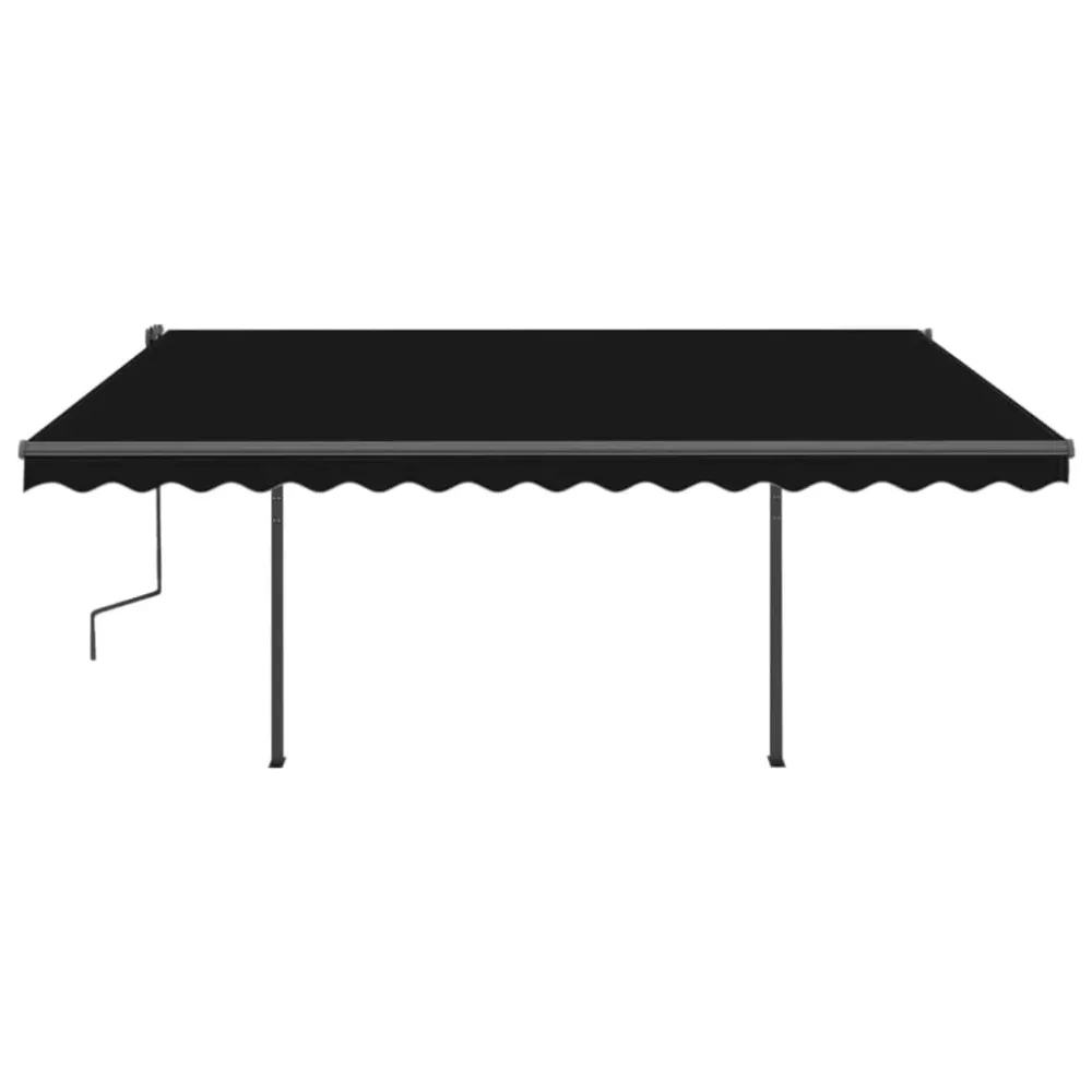 Copertină retractabilă manual, cu stâlpi, antracit, 4x3 m