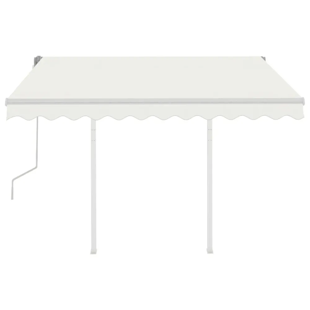Copertină retractabilă manual cu stâlpi, crem, 3x2,5 m
