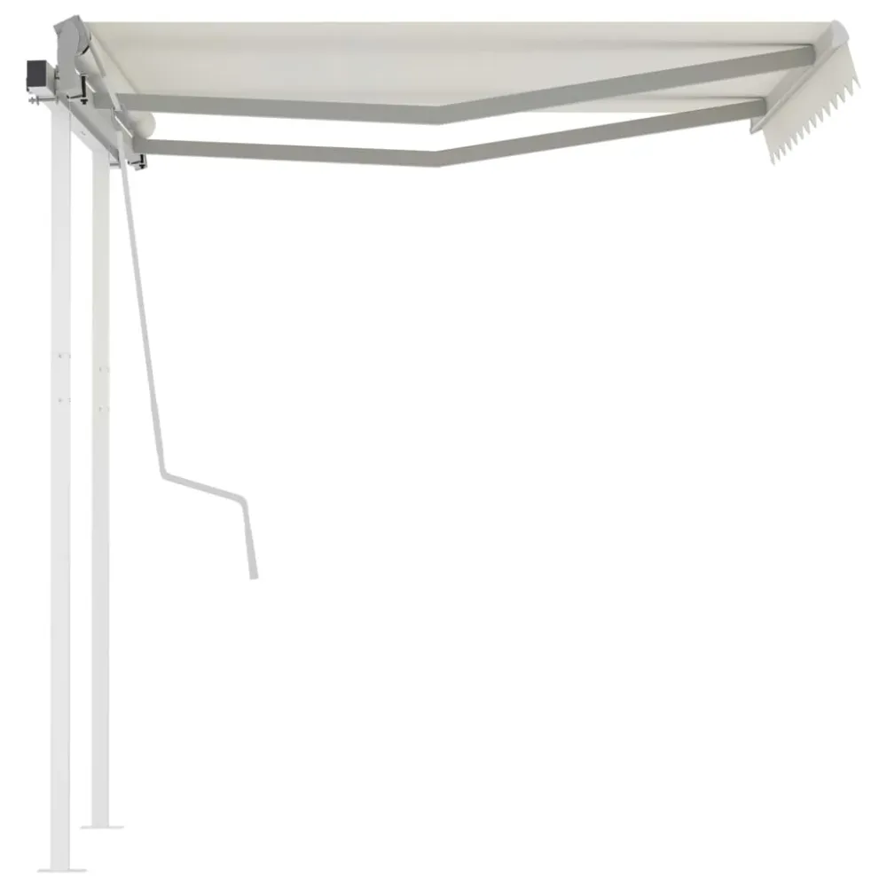 Copertină retractabilă manual cu stâlpi, crem, 3x2,5 m
