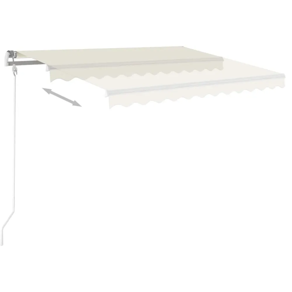Copertină retractabilă manual cu stâlpi, crem, 3x2,5 m