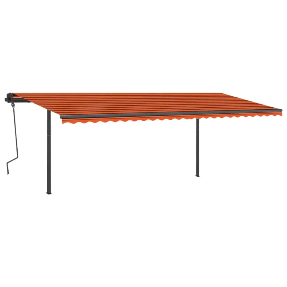 Copertină retractabilă manual, stâlpi, portocaliu/maro 6x3,5 cm
